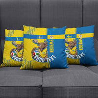 Personalized Sweden Soccer Pillow Cover Swedish Flag - Moose Football Mascot