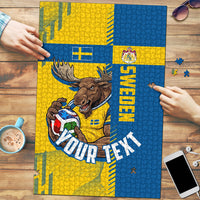 Personalized Sweden Soccer Puzzle Swedish Flag - Moose Football Mascot