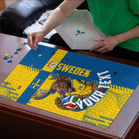 Personalized Sweden Soccer Puzzle Swedish Flag - Moose Football Mascot
