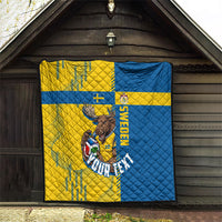 Personalized Sweden Soccer Quilt Swedish Flag - Moose Football Mascot