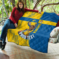 Personalized Sweden Soccer Quilt Swedish Flag - Moose Football Mascot