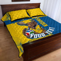 Personalized Sweden Soccer Quilt Bed Set Swedish Flag - Moose Football Mascot
