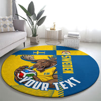 Personalized Sweden Soccer Round Carpet Swedish Flag - Moose Football Mascot