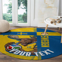 Personalized Sweden Soccer Round Carpet Swedish Flag - Moose Football Mascot