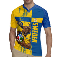 Personalized Sweden Soccer Rugby Jersey Swedish Flag - Moose Football Mascot