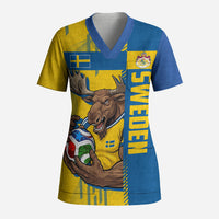Personalized Sweden Soccer Scrub Top Swedish Flag - Moose Football Mascot