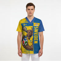 Personalized Sweden Soccer Scrub Top Swedish Flag - Moose Football Mascot