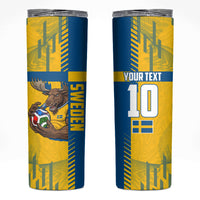 Personalized Sweden Soccer Skinny Tumbler Swedish Flag - Moose Football Mascot