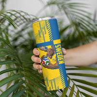 Personalized Sweden Soccer Skinny Tumbler Swedish Flag - Moose Football Mascot