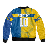 Personalized Sweden Soccer Sleeve Zip Bomber Jacket Swedish Flag - Moose Football Mascot