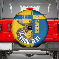 Personalized Sweden Soccer Spare Tire Cover Swedish Flag - Moose Football Mascot
