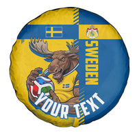 Personalized Sweden Soccer Spare Tire Cover Swedish Flag - Moose Football Mascot