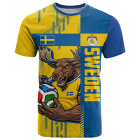 Personalized Sweden Soccer T Shirt Swedish Flag - Moose Football Mascot
