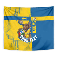 Personalized Sweden Soccer Tapestry Swedish Flag - Moose Football Mascot