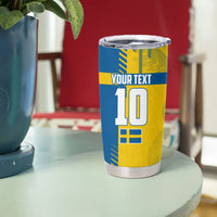 Personalized Sweden Soccer Tumbler Cup Swedish Flag - Moose Football Mascot