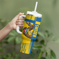 Personalized Sweden Soccer Tumbler With Handle Swedish Flag - Moose Football Mascot