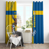 Personalized Sweden Soccer Window Curtain Swedish Flag - Moose Football Mascot