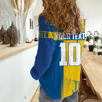 Personalized Sweden Soccer Women Casual Shirt Swedish Flag - Moose Football Mascot