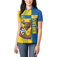 Personalized Sweden Soccer Women Polo Shirt Swedish Flag - Moose Football Mascot