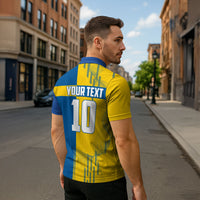 Personalized Sweden Soccer Zipper Polo Shirt Swedish Flag - Moose Football Mascot