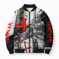 Knights Templar Crusader Bomber Puffer Jacket Medieval Armor Red Cross Shield