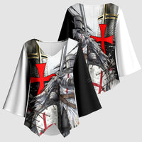 Knights Templar Crusader Kimono Sleeve Blouse Medieval Armor Red Cross Shield