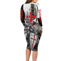 Knights Templar Crusader Long Sleeve Bodycon Dress Medieval Armor Red Cross Shield