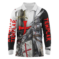 Knights Templar Crusader Long Sleeve Polo Shirt Medieval Armor Red Cross Shield