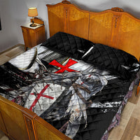 Knights Templar Crusader Quilt Bed Set Medieval Armor Red Cross Shield