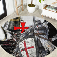Knights Templar Crusader Round Carpet Medieval Armor Red Cross Shield