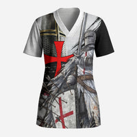 Knights Templar Crusader Scrub Top Medieval Armor Red Cross Shield