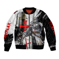 Knights Templar Crusader Sleeve Zip Bomber Jacket Medieval Armor Red Cross Shield