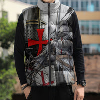 Knights Templar Crusader Sleeveless Puffer Jacket Medieval Armor Red Cross Shield