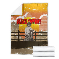 Black Cowboy Bill Pickett Blanket Retro Sunset Western Design