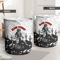 Black Cowboy Nat Love Laundry Basket Comic Style Desert Line Art Red Typography