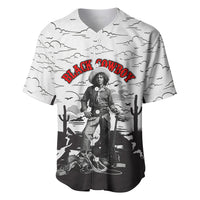 Black Cowboy Nat Love Baseball Jersey Comic Style Desert Line Art Red Typography