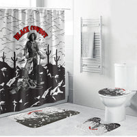 Black Cowboy Nat Love Bathroom Set Comic Style Desert Line Art Red Typography
