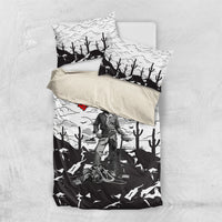Black Cowboy Nat Love Bedding Set Comic Style Desert Line Art Red Typography
