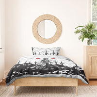 Black Cowboy Nat Love Bedding Set Comic Style Desert Line Art Red Typography