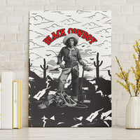 Black Cowboy Nat Love Canvas Wall Art Comic Style Desert Line Art Red Typography