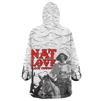 Black Cowboy Nat Love Kid Wearable Blanket Hoodie Comic Style Desert Line Art Red Typography