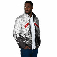 Black Cowboy Nat Love Padded Jacket Comic Style Desert Line Art Red Typography