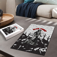 Black Cowboy Nat Love Puzzle Comic Style Desert Line Art Red Typography