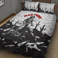 Black Cowboy Nat Love Quilt Bed Set Comic Style Desert Line Art Red Typography