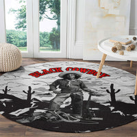 Black Cowboy Nat Love Round Carpet Comic Style Desert Line Art Red Typography