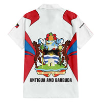 Antigua and Barbuda Flag Family Matching Off The Shoulder Long Sleeve Dress and Hawaiian Shirt with National Coat of Arms - Wonder Print Shop