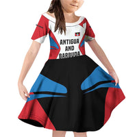 Antigua and Barbuda Flag Family Matching Off Shoulder Short Dress and Hawaiian Shirt with National Coat of Arms - Wonder Print Shop
