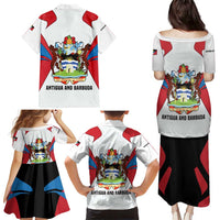 Antigua and Barbuda Flag Family Matching Puletasi and Hawaiian Shirt with National Coat of Arms - Wonder Print Shop