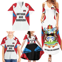 Antigua and Barbuda Flag Family Matching Summer Maxi Dress and Hawaiian Shirt with National Coat of Arms - Wonder Print Shop