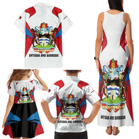 Antigua and Barbuda Flag Family Matching Tank Maxi Dress and Hawaiian Shirt with National Coat of Arms - Wonder Print Shop